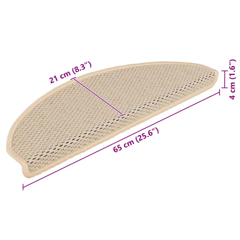 Treppenmatten Selbstklebend Sisal-Look 15 Stk. 65x21x4 Berber
