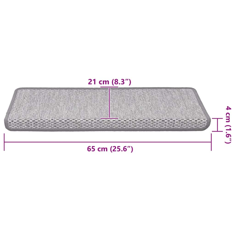 Treppenmatten Selbstklebend Sisal-Look 15 Stk. 65x21x4 Platina