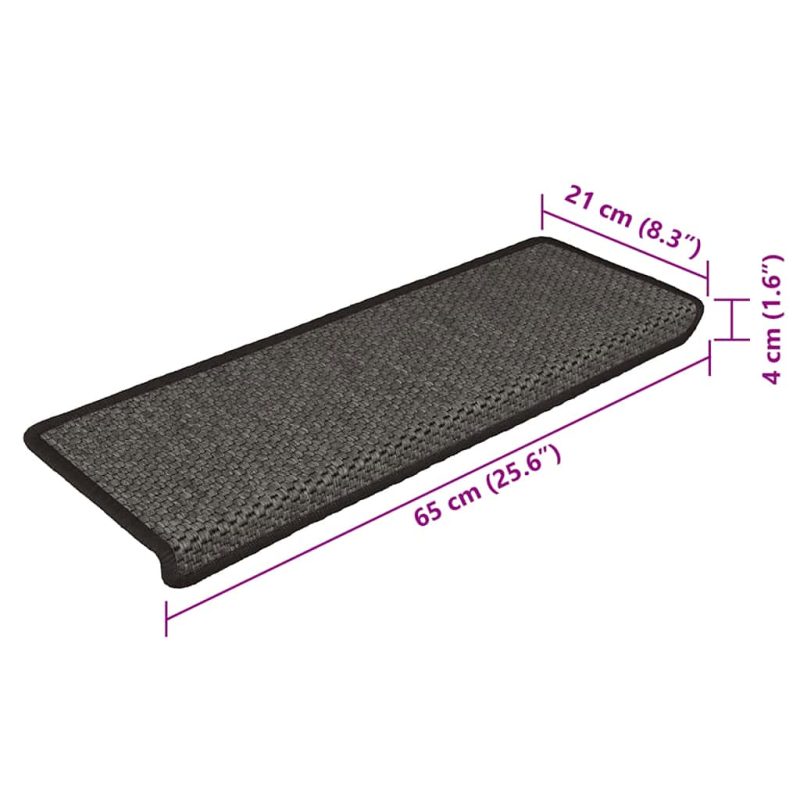 Treppenmatten Selbstklebend Sisal 15 Stk. 65x21x4 cm Anthrazit