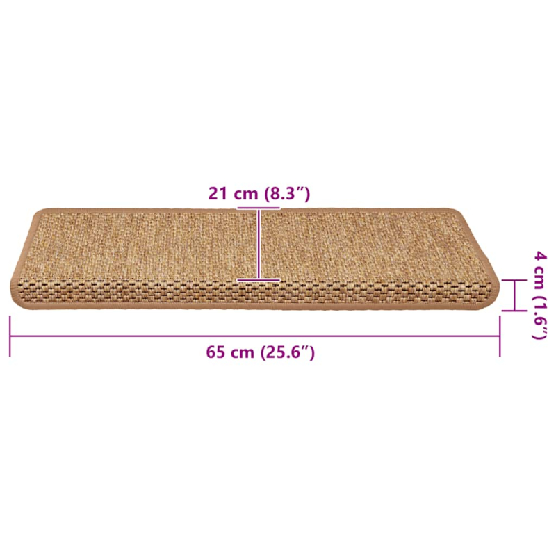 Treppenmatten Selbstklebend Sisal-Optik 15Stk. 65x21x4cm Orange