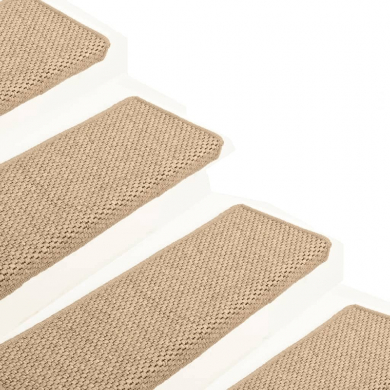 Treppenmatten Selbstklebend Sisal-Optik 15 Stk. 65x21x4 cm Sand