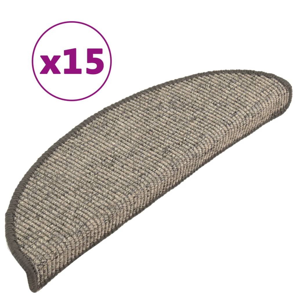 Selbstklebende Treppenmatten 15 Stk. 56x17x3 cm Beige und Grau