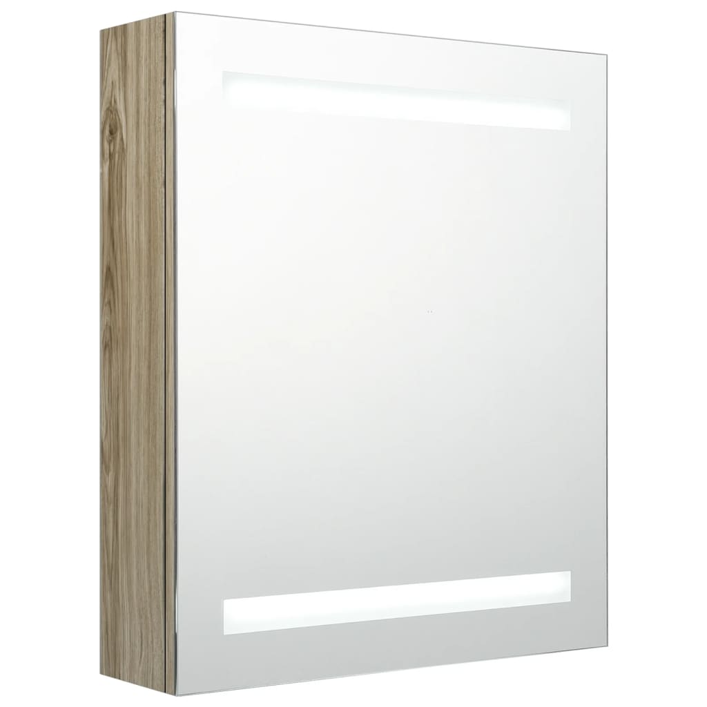 LED-Bad-Spiegelschrank Eichen-Optik 50x14x60 cm