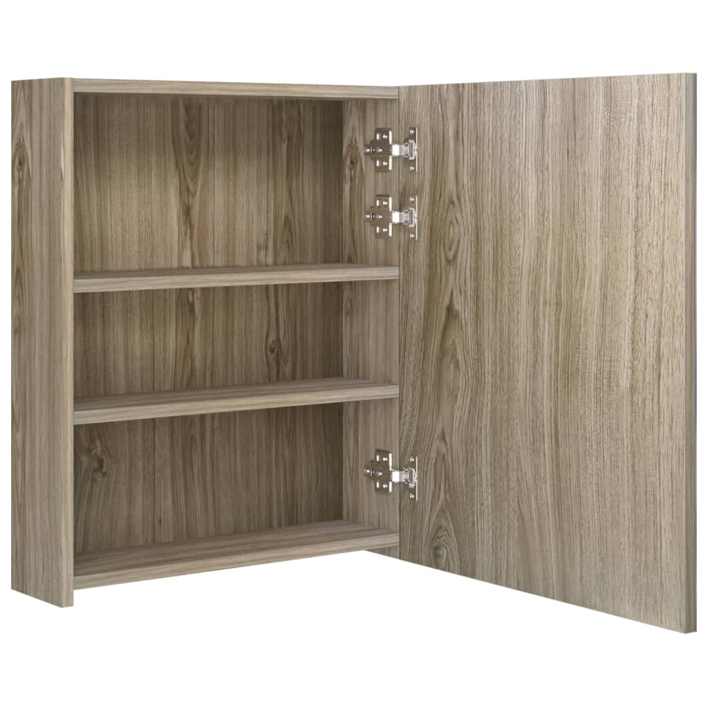 LED-Bad-Spiegelschrank Eichen-Optik 50x14x60 cm