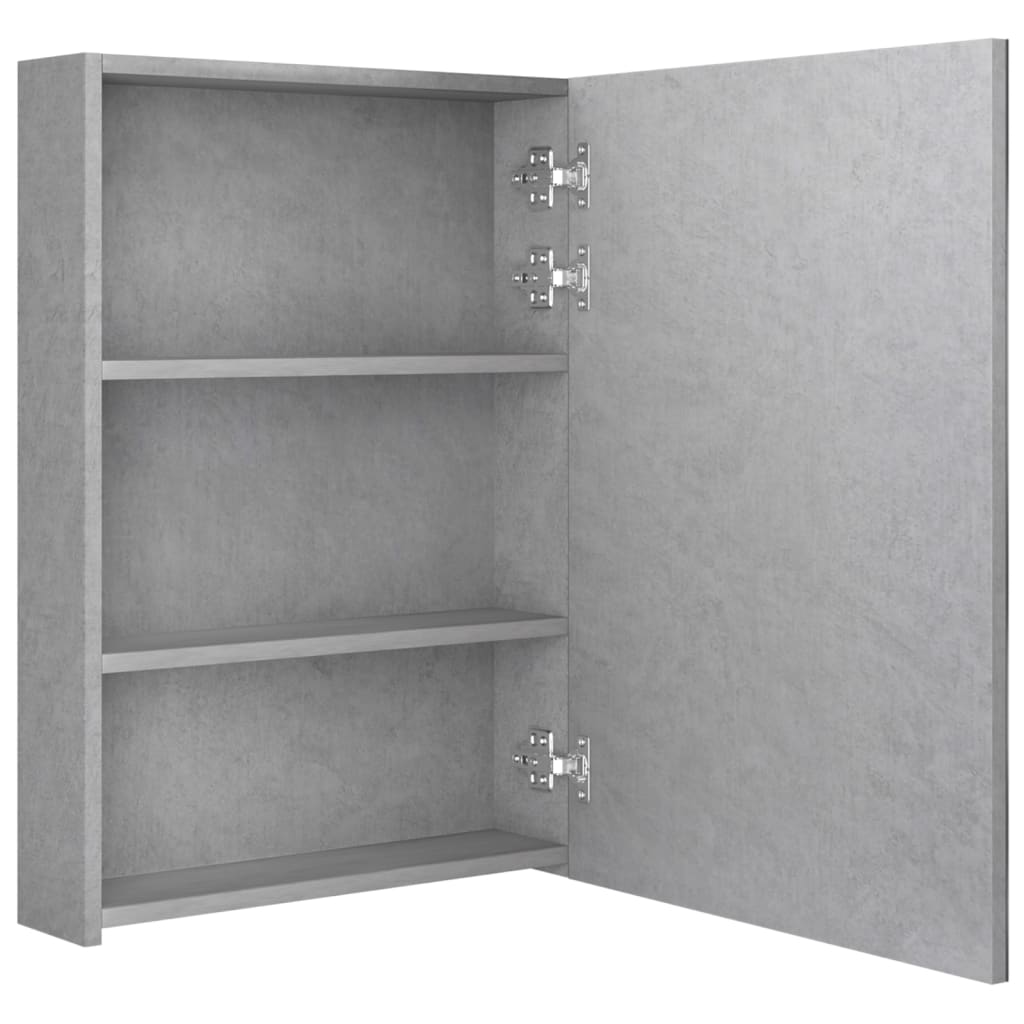 LED-Bad-Spiegelschrank Betongrau 50x13x70 cm