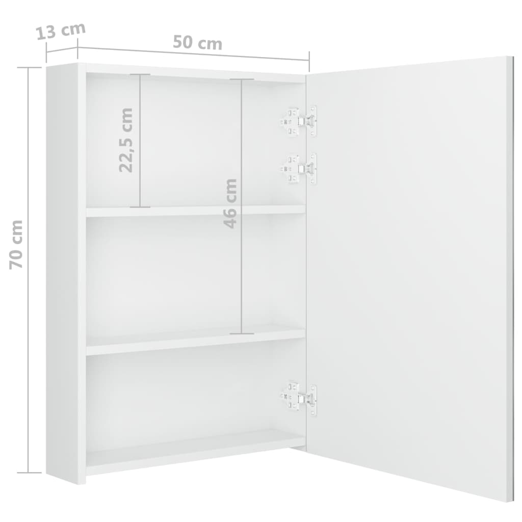 LED-Spiegelschrank fürs Bad Glänzend Weiß 50x13x70 cm