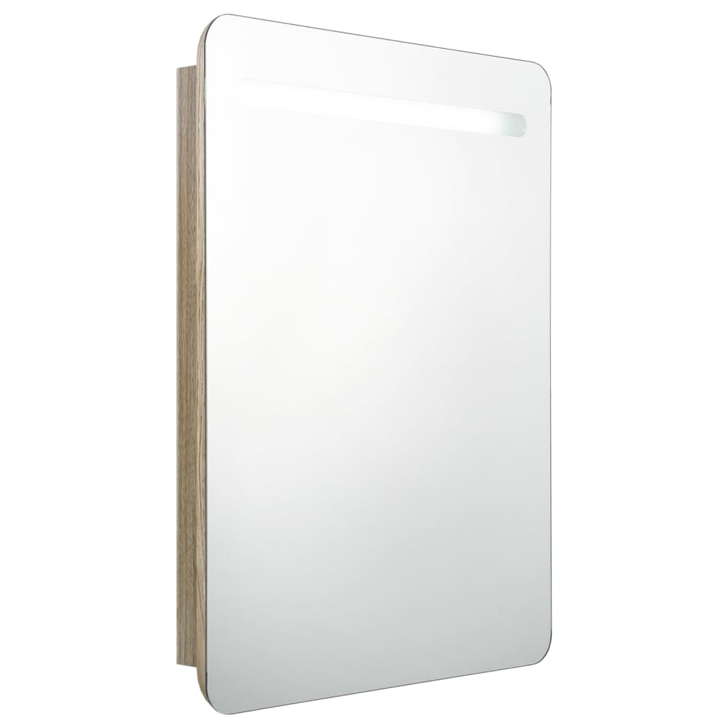 LED-Bad-Spiegelschrank Eichen-Optik 60x11x80 cm