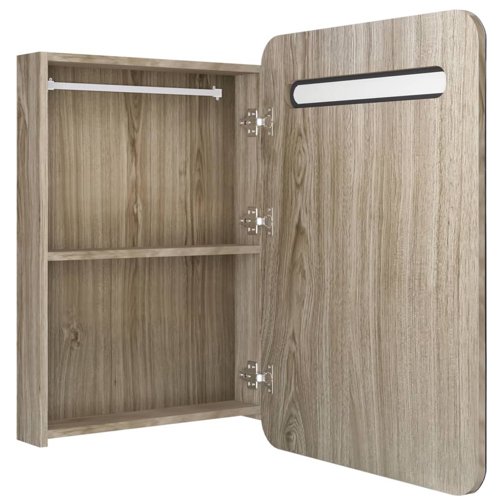 LED-Bad-Spiegelschrank Eichen-Optik 60x11x80 cm