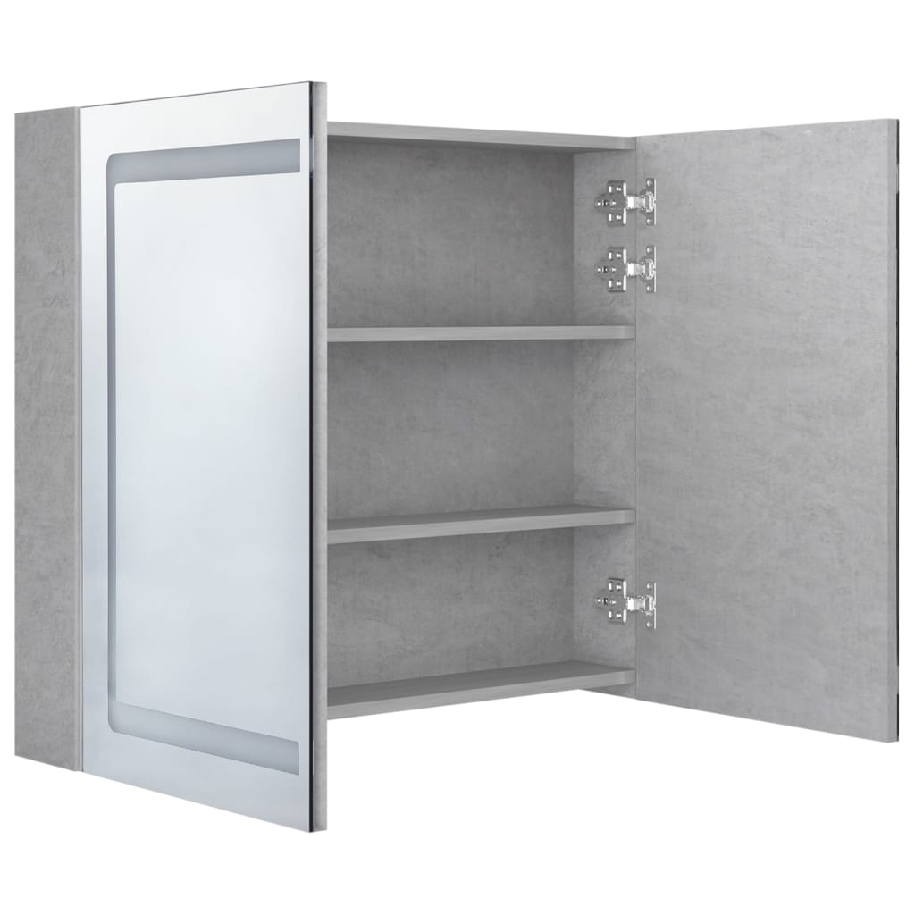 LED-Spiegelschrank fürs Bad Betongrau 80x12x68 cm