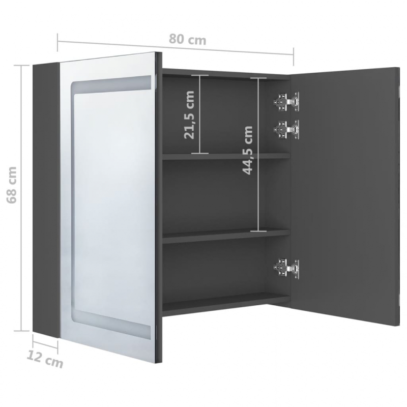 LED-Spiegelschrank fürs Bad Grau 80x12x68 cm