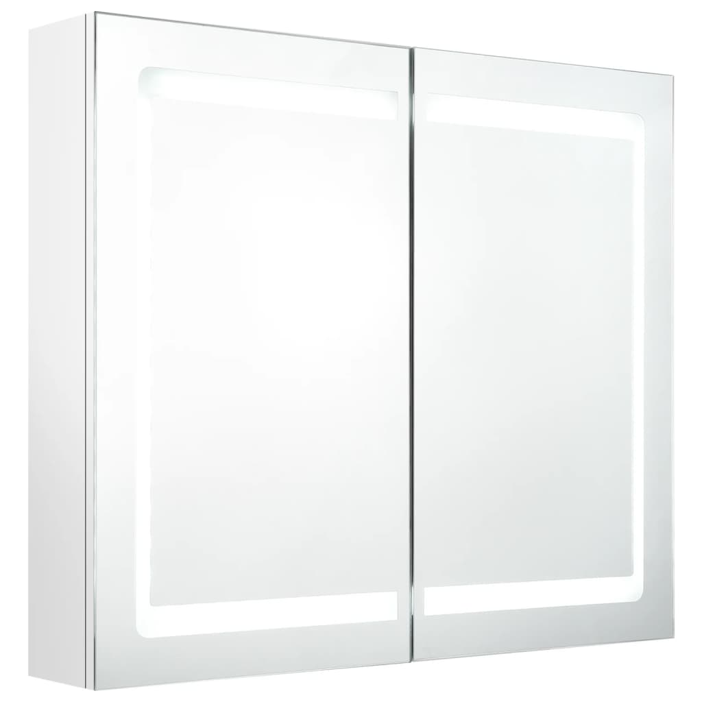 LED-Spiegelschrank fürs Bad Glänzend Weiß 80x12x68 cm