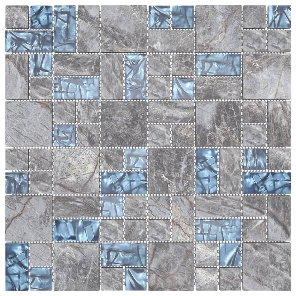 Mosaikfliesen 22 Stk. Grau Blau 30x30 cm Glas