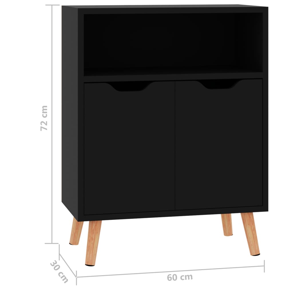 Sideboard Hochglanz-Schwarz 60x30x72 cm Holzwerkstoff
