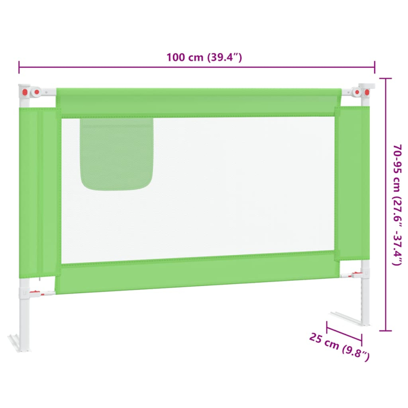 Kleinkind-Bettschutzgitter Grün 100x25 cm Stoff
