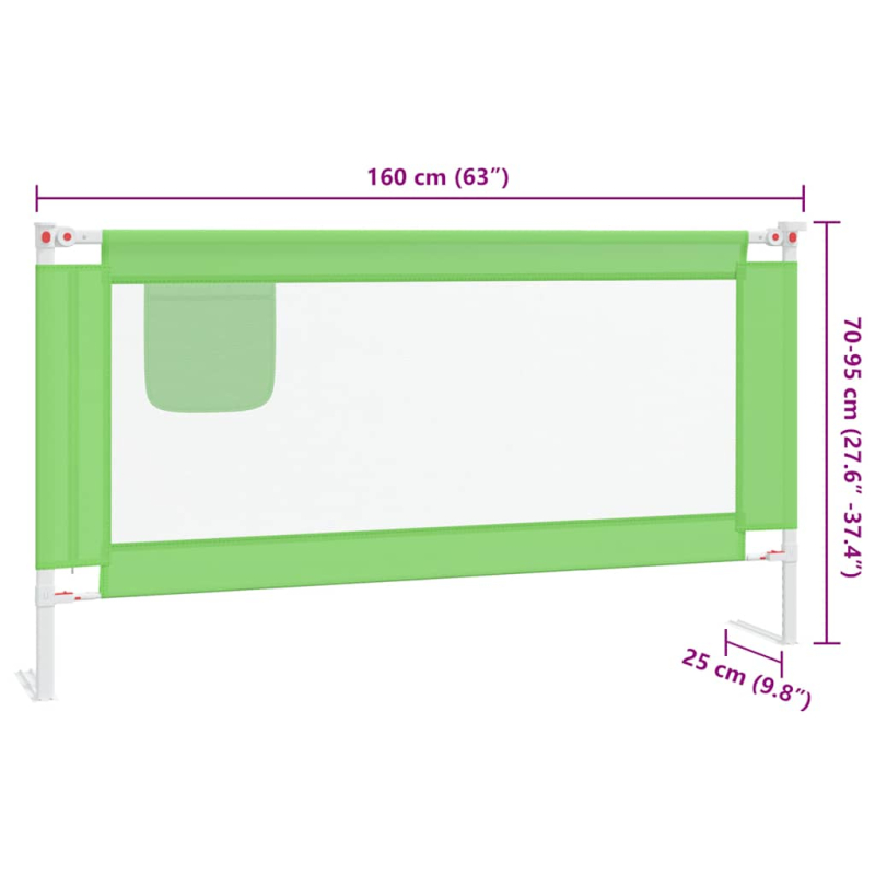 Kleinkind-Bettschutzgitter Grün 160x25 cm Stoff