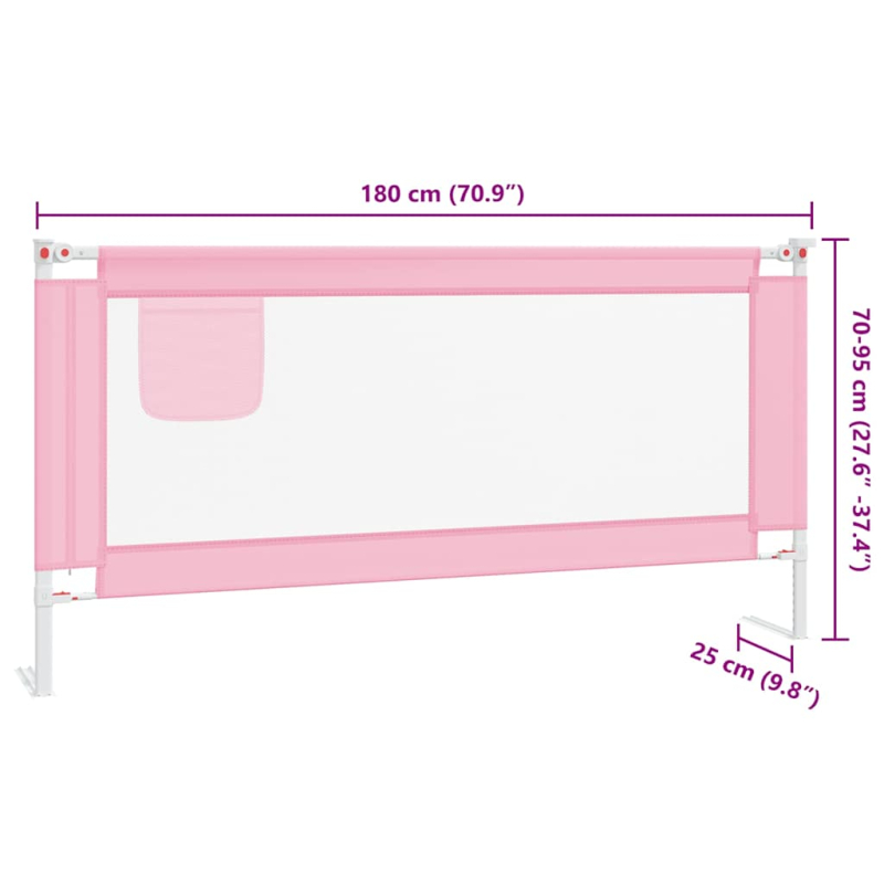 Kleinkind-Bettschutzgitter Rosa 180x25 cm Stoff