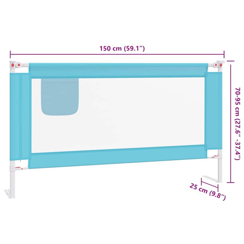 Kleinkind-Bettschutzgitter Blau 150x25 cm Stoff