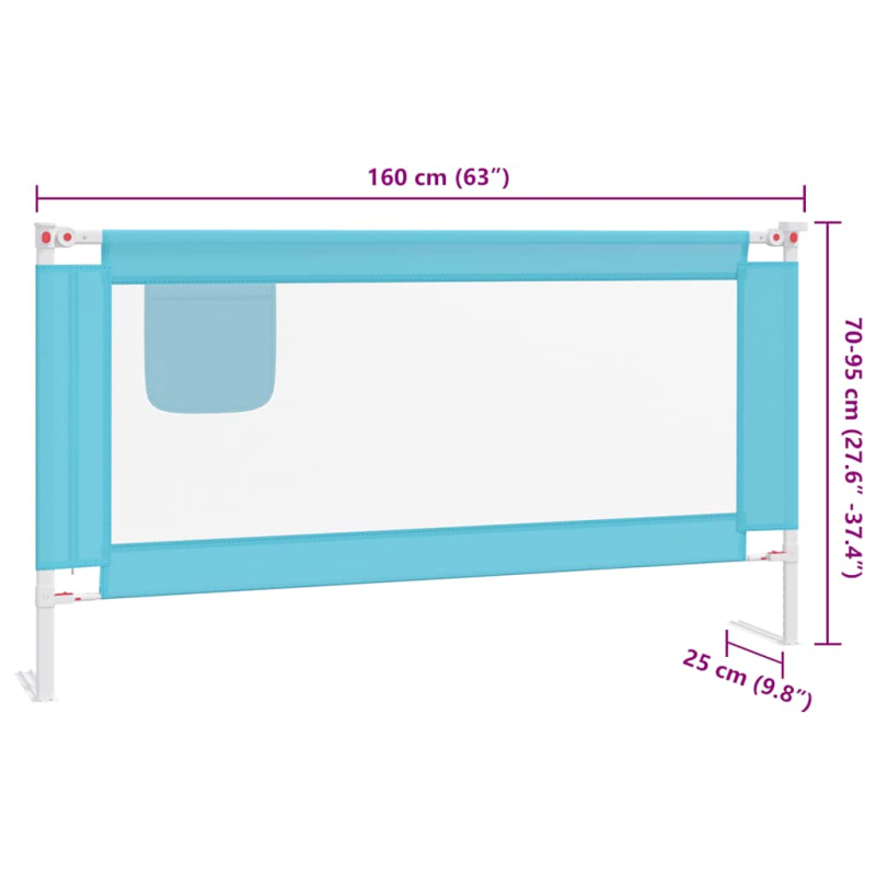 Kleinkind-Bettschutzgitter Blau 160x25 cm Stoff