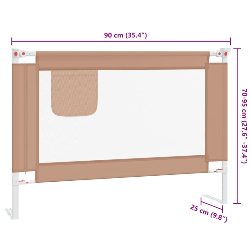 Kleinkind-Bettschutzgitter Taupe 90x25 cm Stoff
