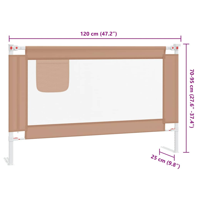 Kleinkind-Bettschutzgitter Taupe 120x25 cm Stoff