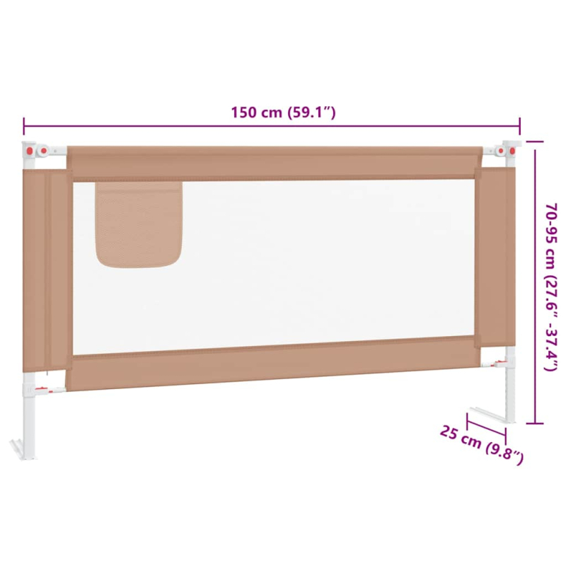 Kleinkind-Bettschutzgitter Taupe 150x25 cm Stoff