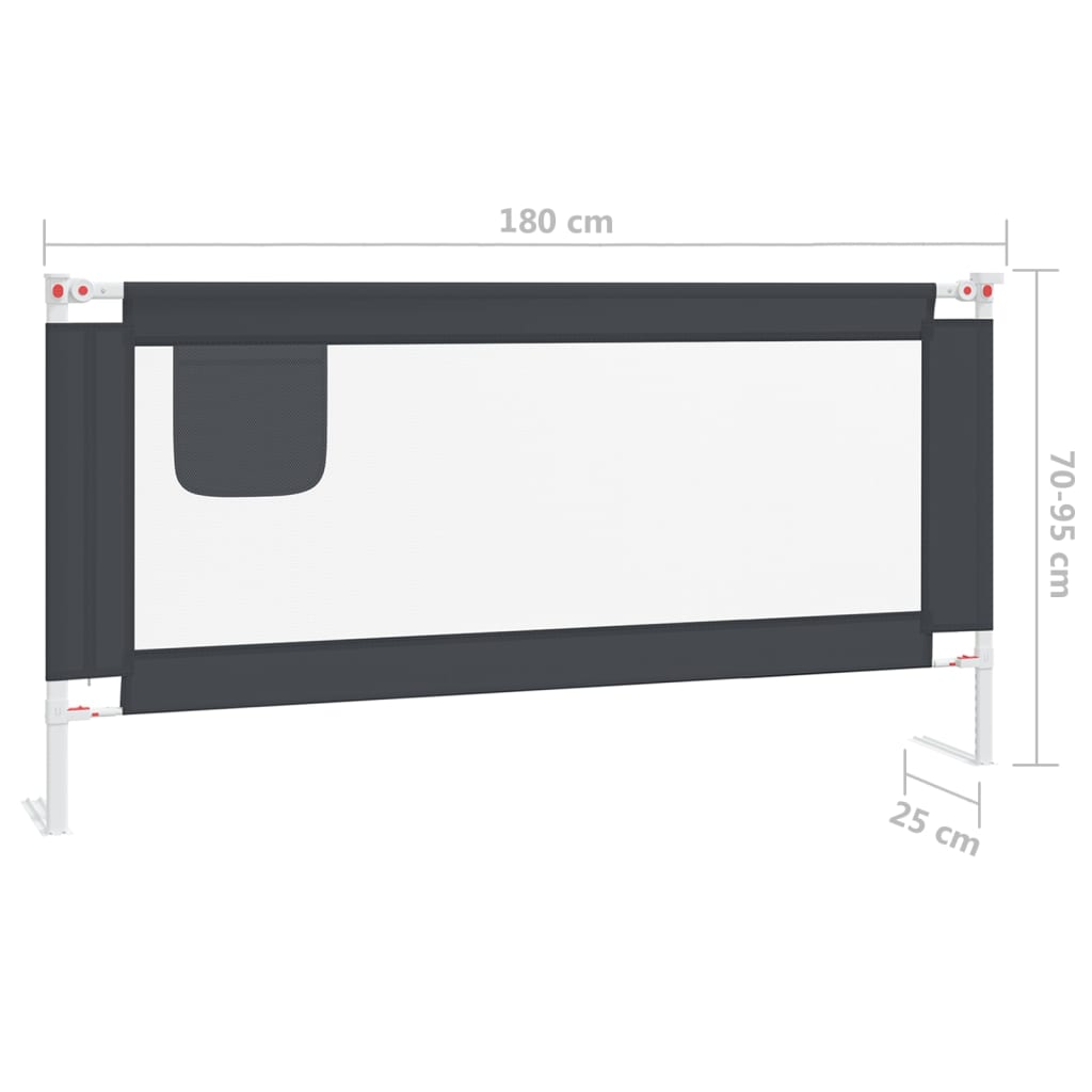 Kleinkind-Bettschutzgitter Dunkelgrau 180x25 cm Stoff