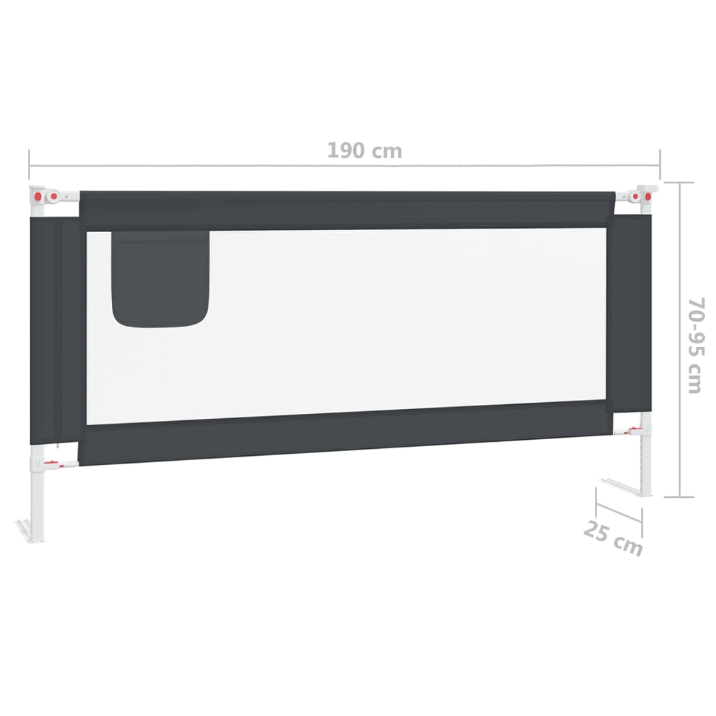 Kleinkind-Bettschutzgitter Dunkelgrau 190x25 cm Stoff