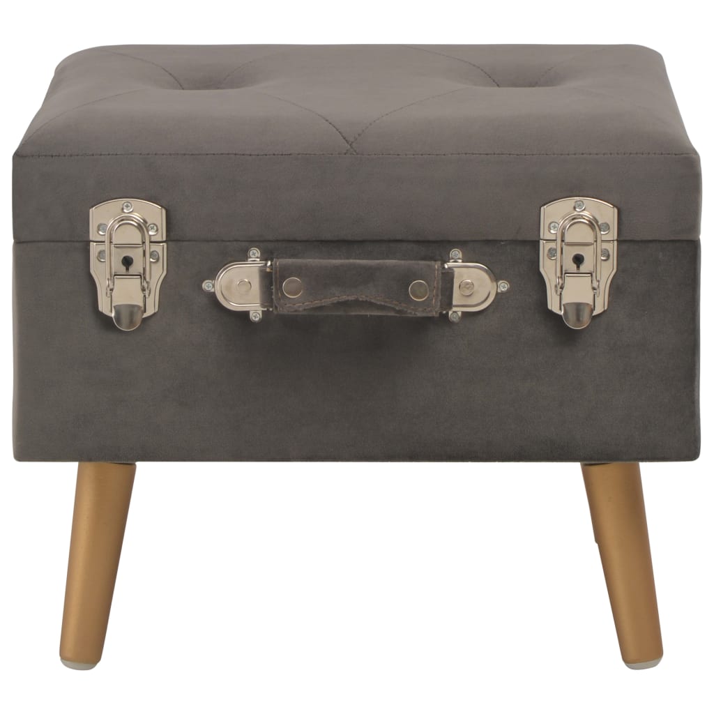 Hocker mit Stauraum 40 cm Grau Samt