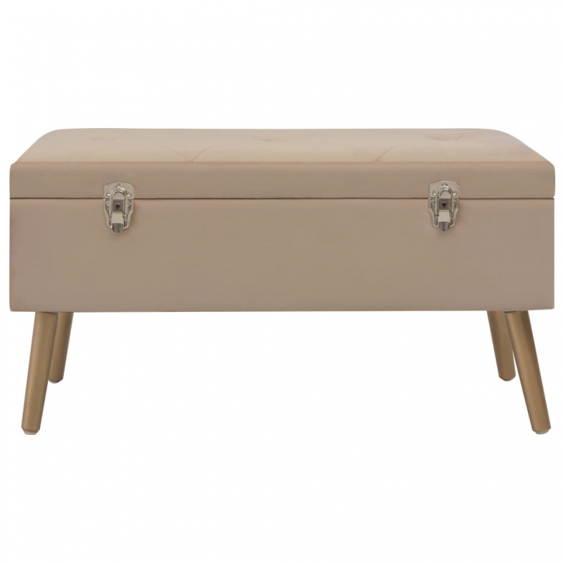 Bank mit Stauraum 80 cm Beige Samt