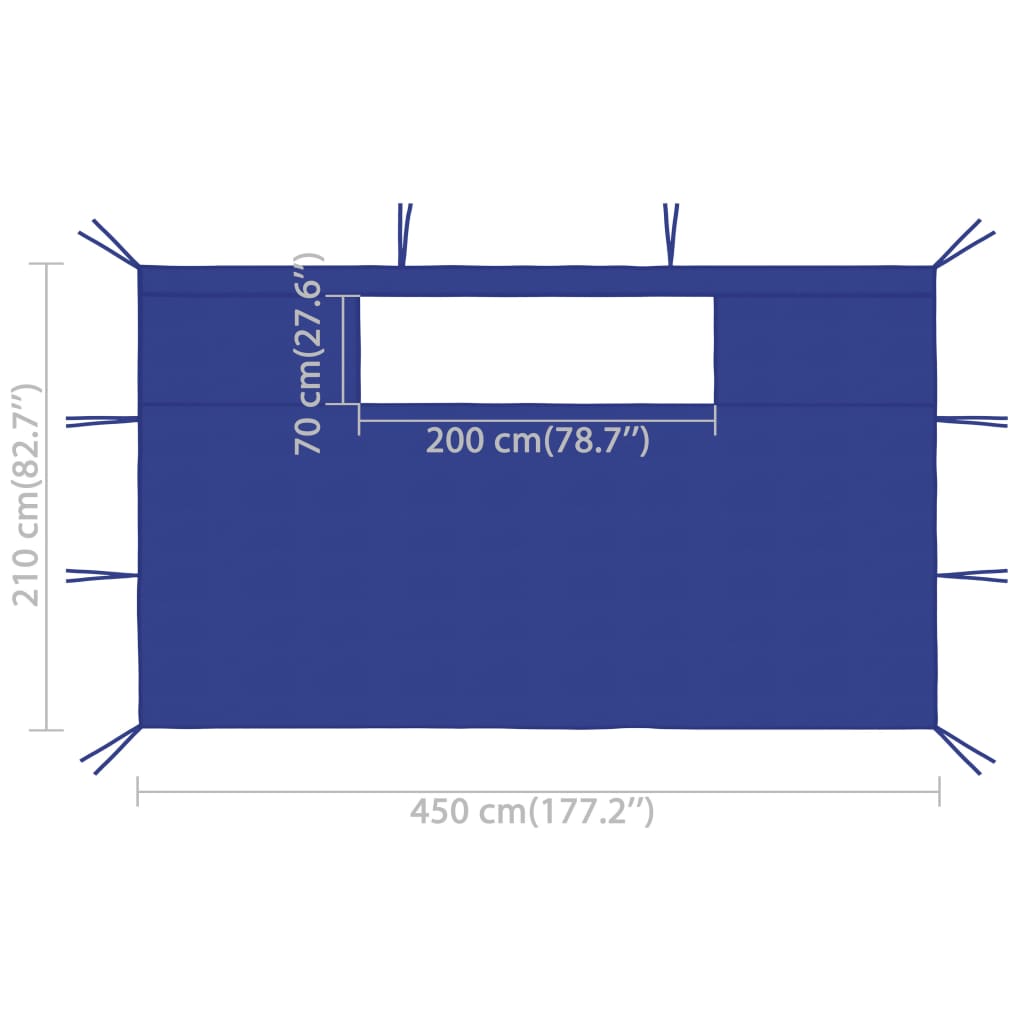 Pavillon-Seitenwände mit Fenstern 2 Stk. Blau