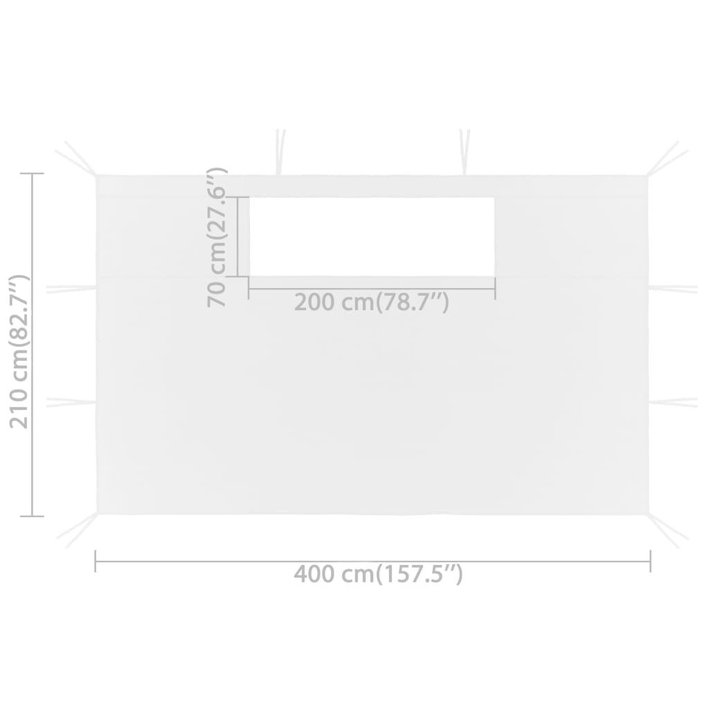 Pavillon-Seitenwände mit Fenstern 2 Stk. Weiß