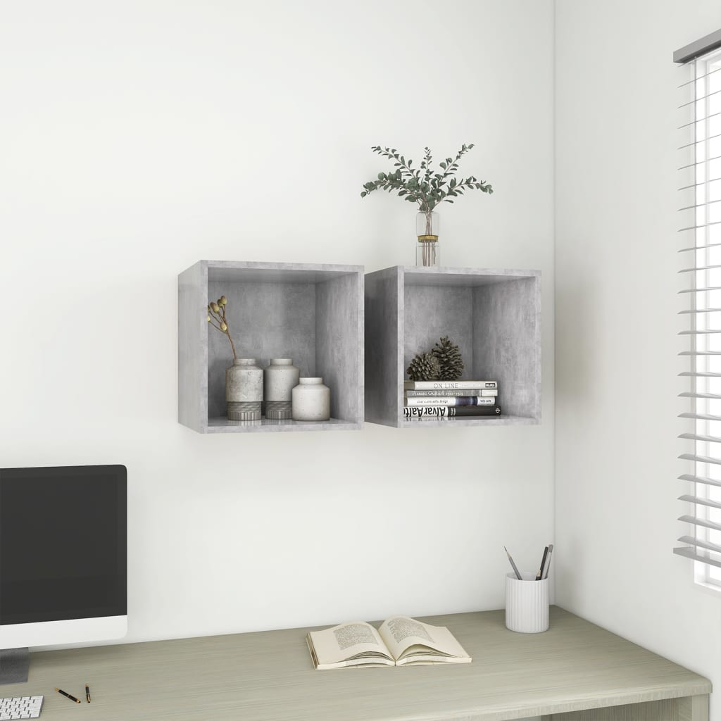 Wandschrank Betongrau 37x37x37 cm Holzwerkstoff
