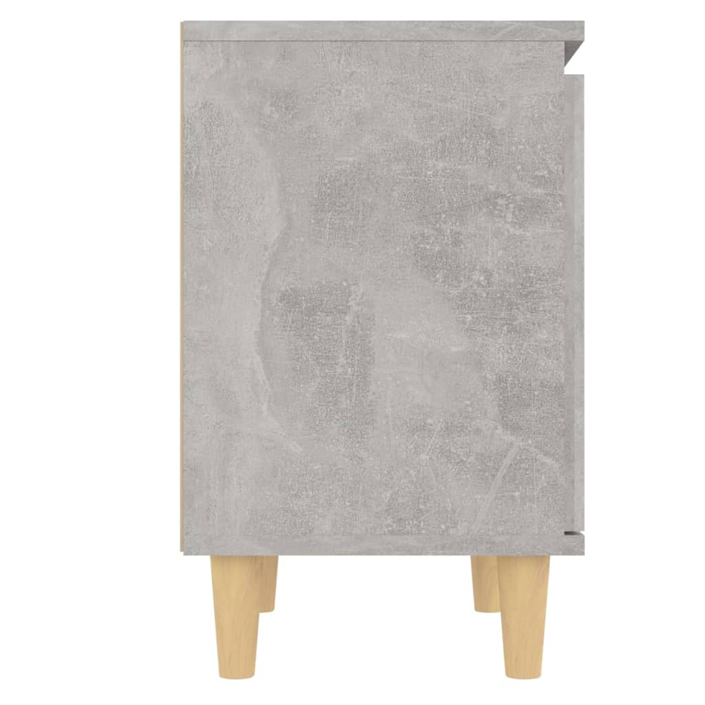 Nachttisch mit Massivholz-Beinen Betongrau 40x30x50 cm