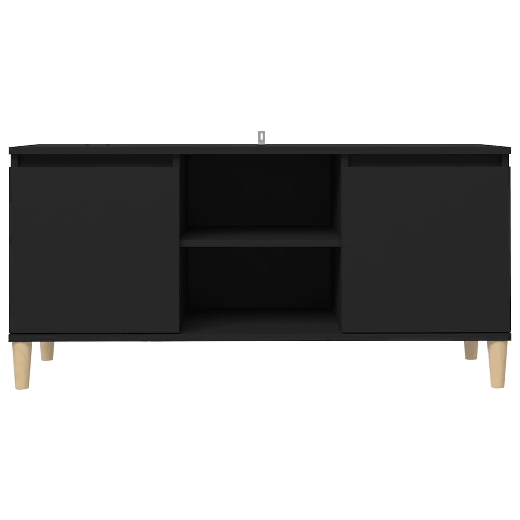 TV-Schrank mit Massivholz-Beinen Schwarz 103,5x35x50 cm