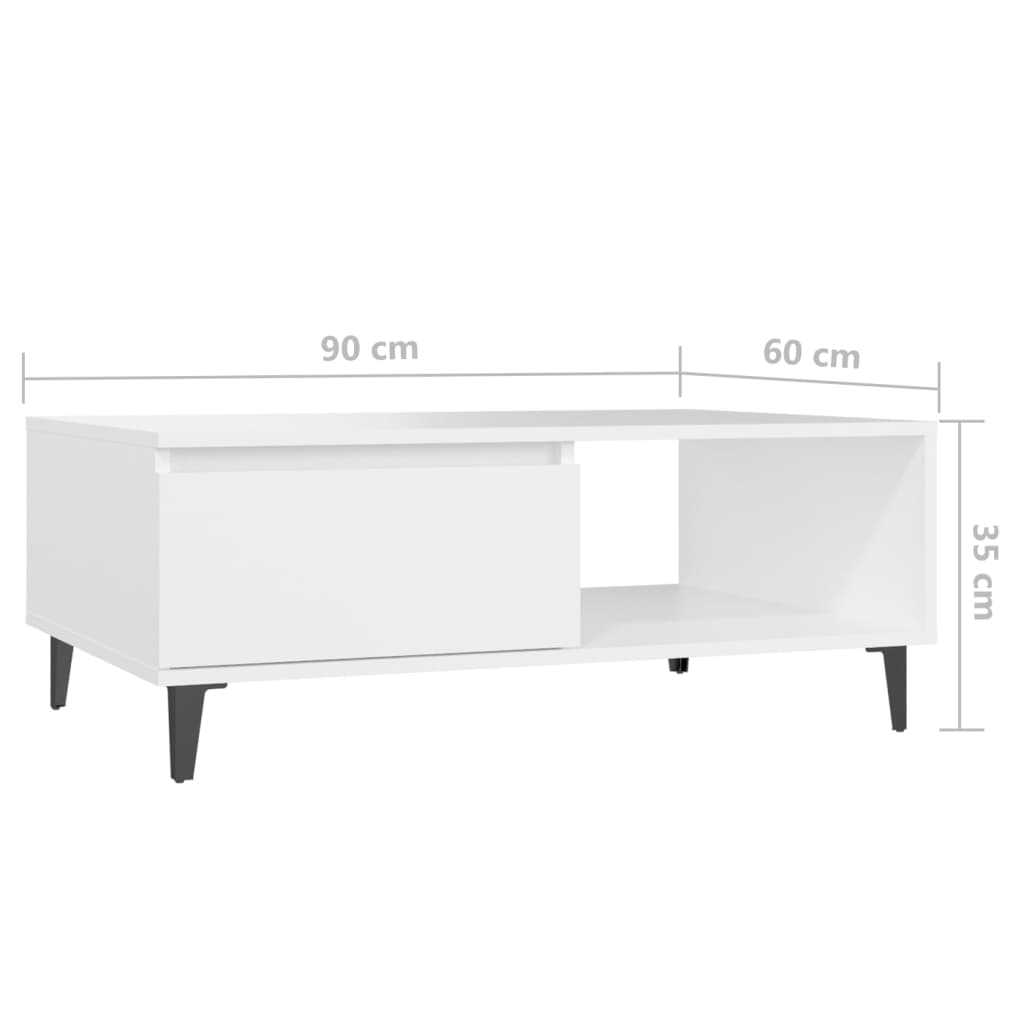 Couchtisch Weiß 90x60x35 cm Holzwerkstoff