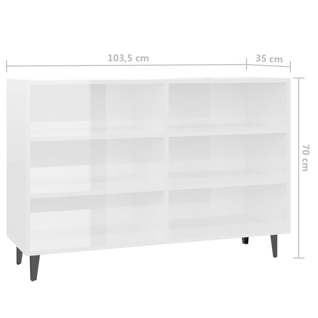 Sideboard Hochglanz-Weiß 103,5x35x70 cm Holzwerkstoff