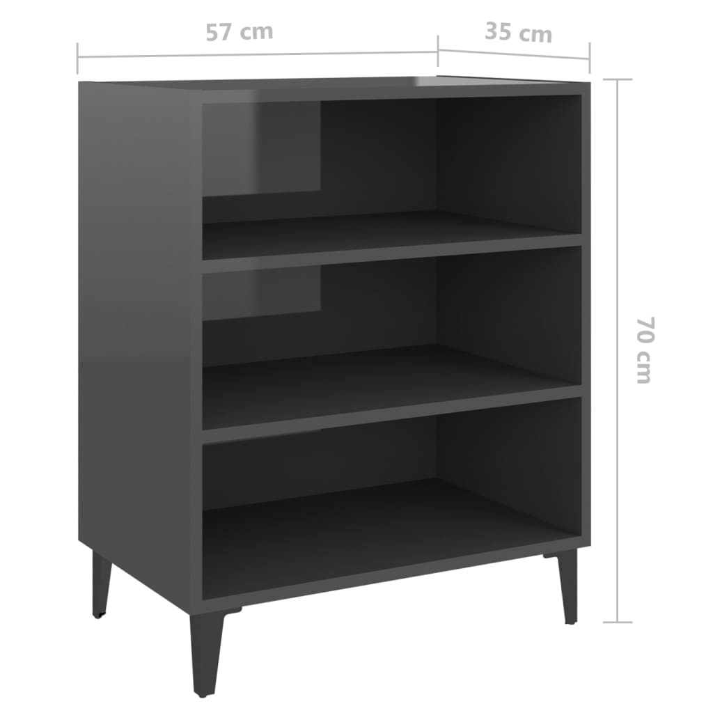 Sideboard Hochglanz-Grau 57x35x70 cm Holzwerkstoff
