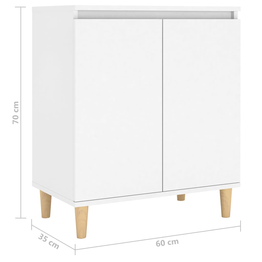 Sideboard mit Massivholz-Beinen Weiß 60x35x70 cm Holzwerkstoff