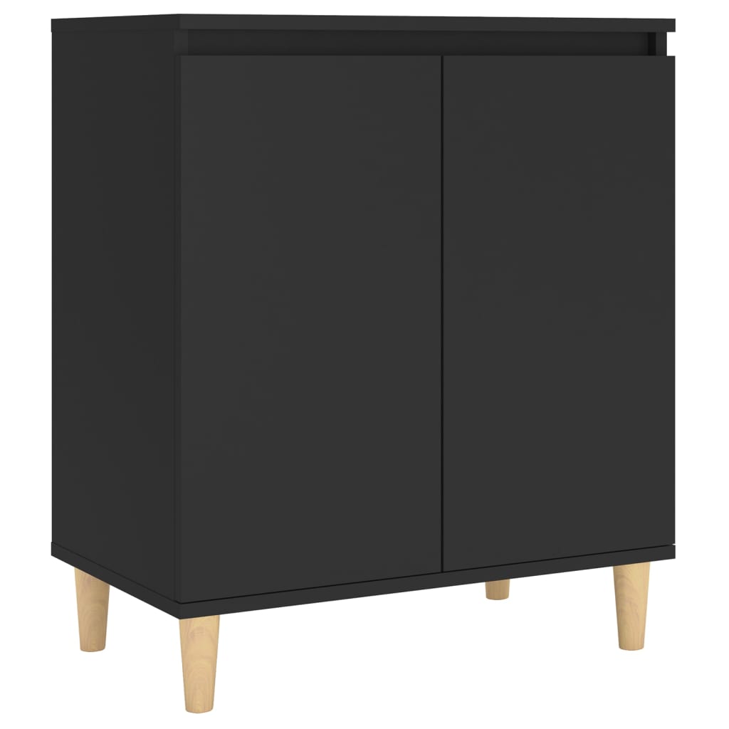 Sideboard mit Massivholz-Beinen Schwarz 60x35x70 cm