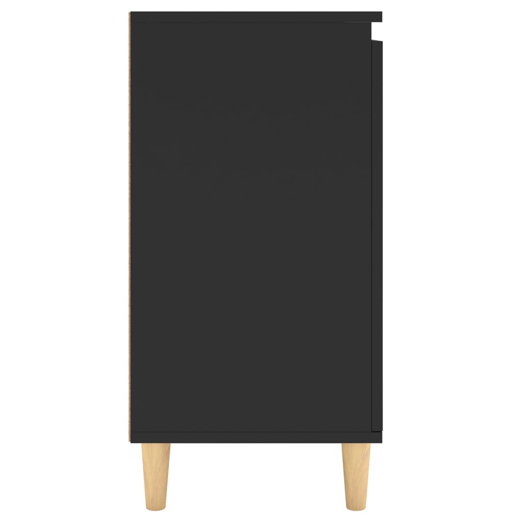 Sideboard mit Massivholz-Beinen Schwarz 60x35x70 cm