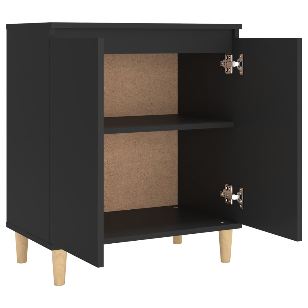 Sideboard mit Massivholz-Beinen Schwarz 60x35x70 cm