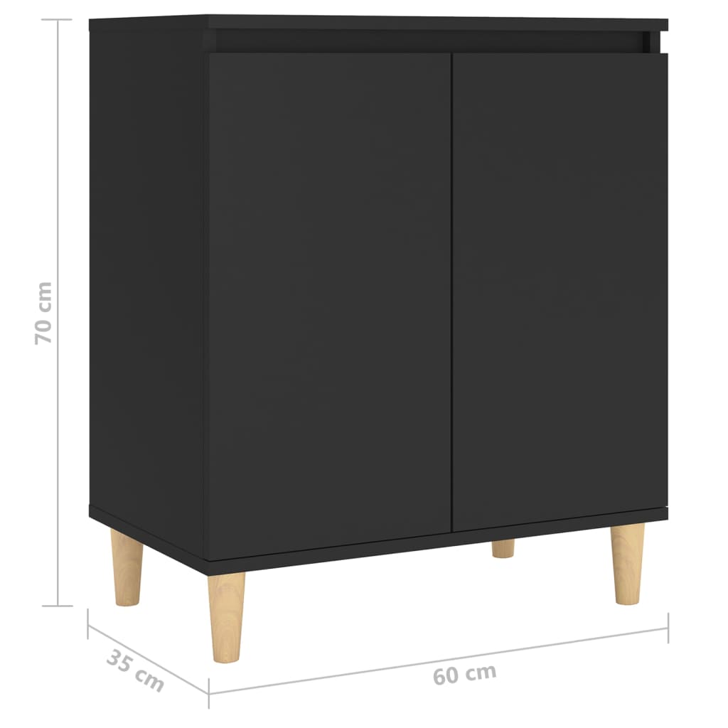 Sideboard mit Massivholz-Beinen Schwarz 60x35x70 cm