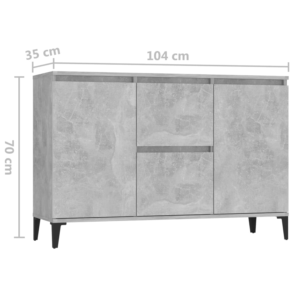 Sideboard Betongrau 104x35x70 cm Holzwerkstoff