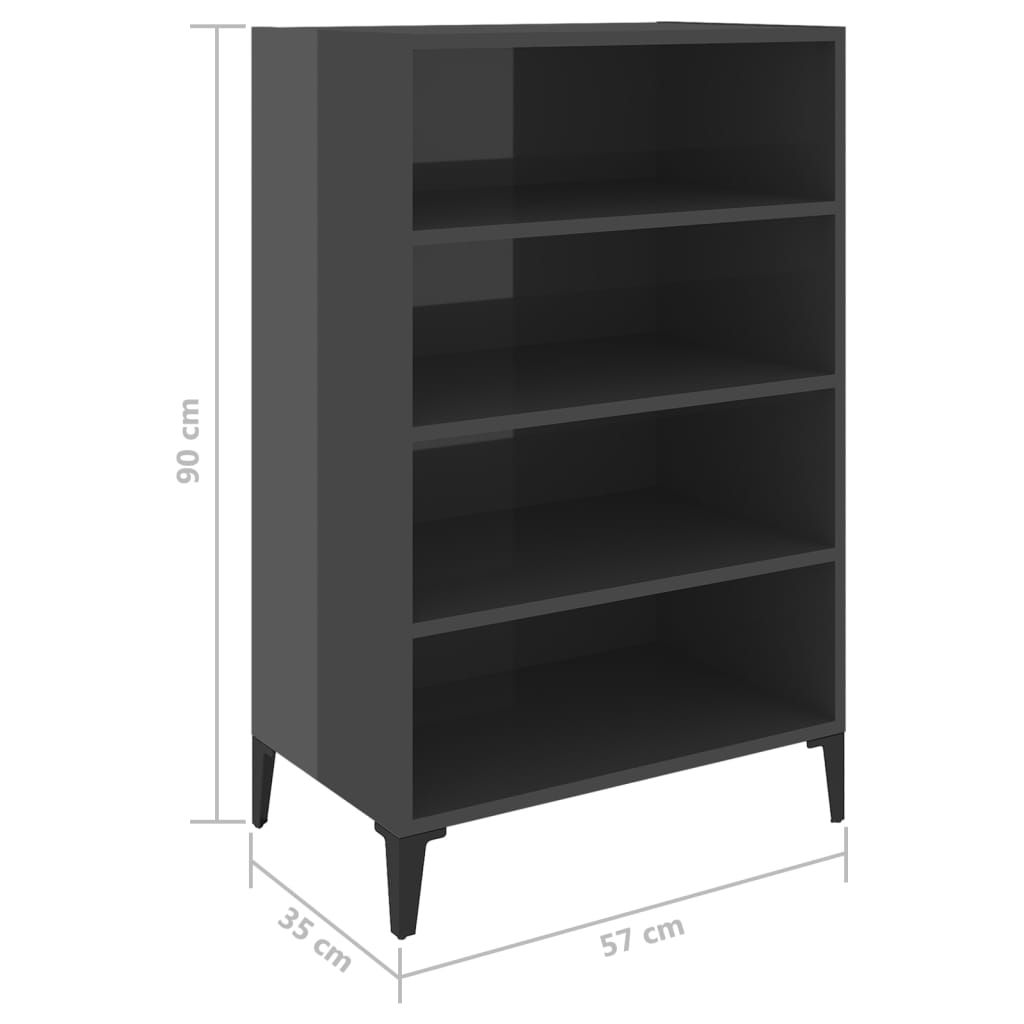 Sideboard Hochglanz-Grau 57x35x90 cm Holzwerkstoff