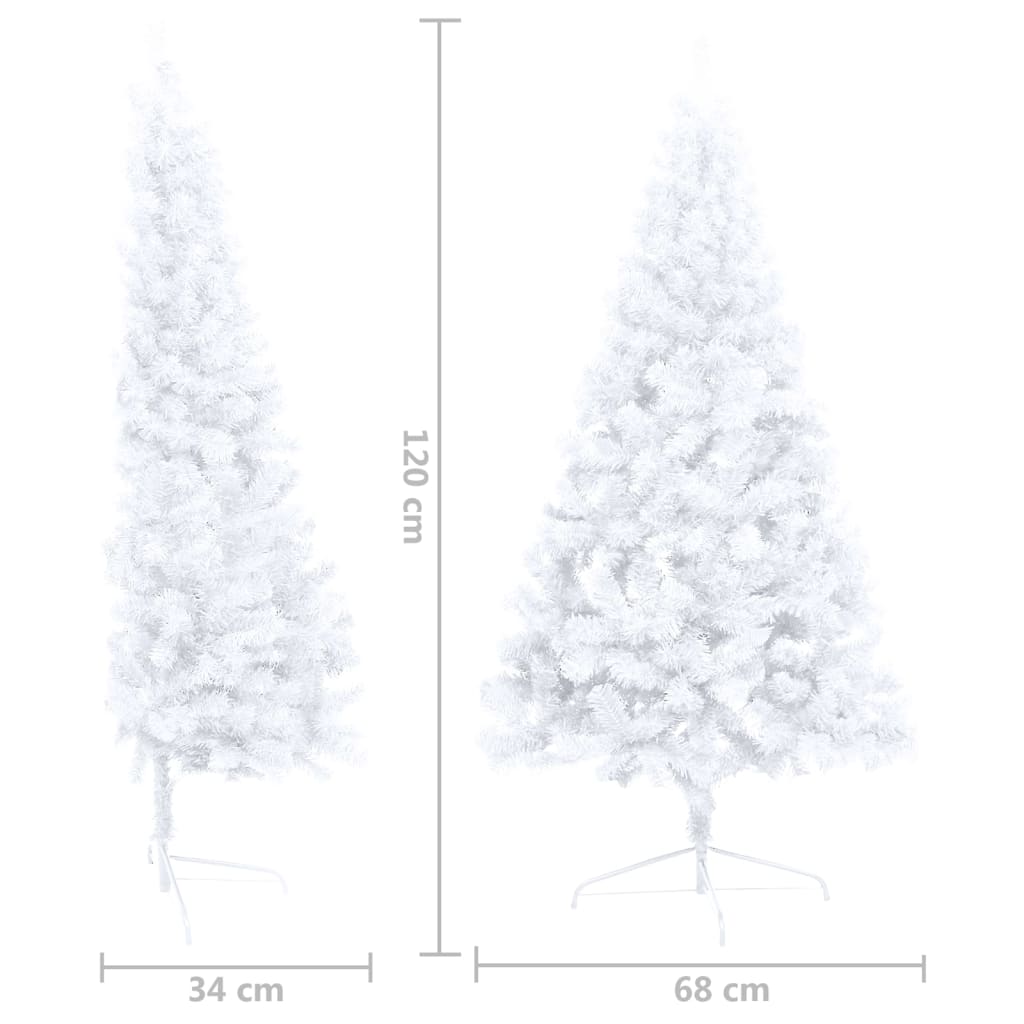 Künstlicher Halb-Weihnachtsbaum mit Ständer Weiß 120 cm PVC