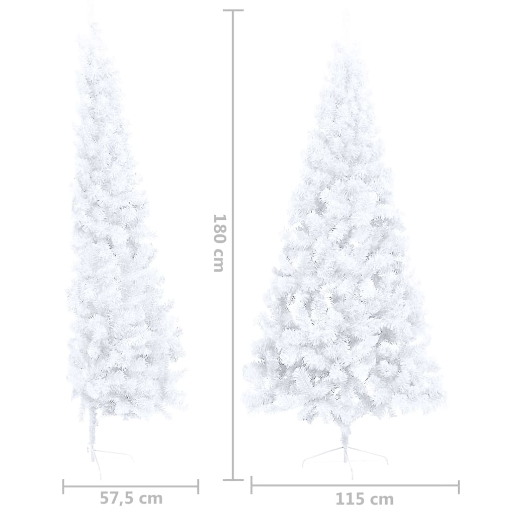 Künstlicher Halb-Weihnachtsbaum mit Ständer Weiß 180 cm PVC