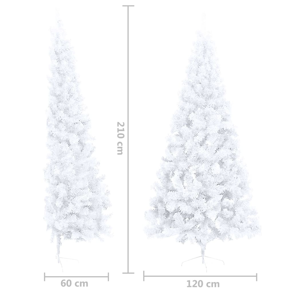 Künstlicher Halb-Weihnachtsbaum mit Ständer Weiß 210 cm PVC