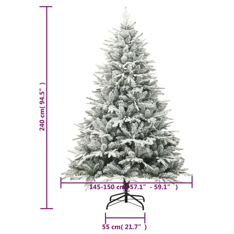 Künstlicher Weihnachtsbaum Beschneit Grün 240 cm PVC PE
