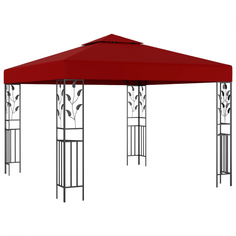 Pavillon mit LED-Lichterkette 3x3 m Weinrot