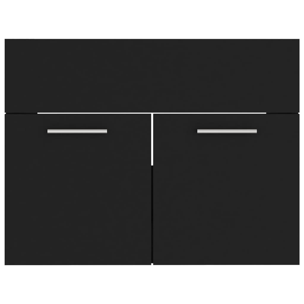 Waschbeckenunterschrank mit Einbaubecken Schwarz Holzwerkstoff